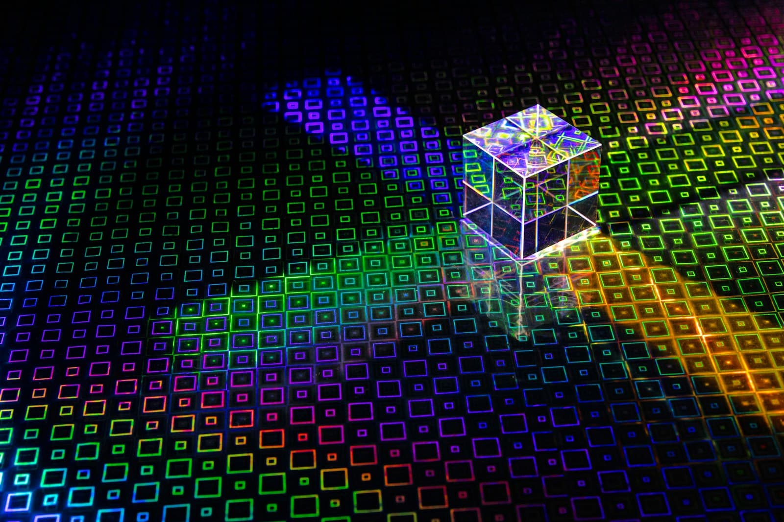 Luminous geometric form — systems wired together